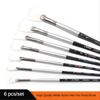 JOWOART 6 Pcs Set High Quality White Nylon Hair Fan-shaped Two-color Long Birch Rod Oil Painting Pen Acrylic Artist's Professional Brush
