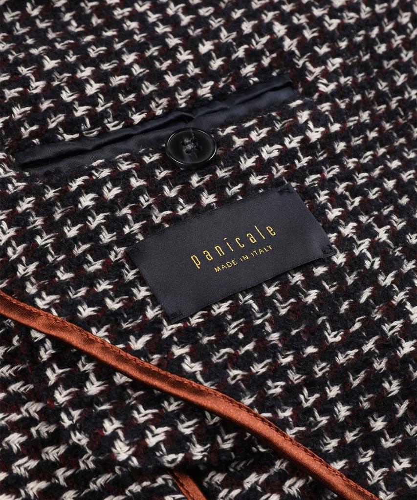 Panicale Single-Breasted Check Wool Blend Coat [Navy]