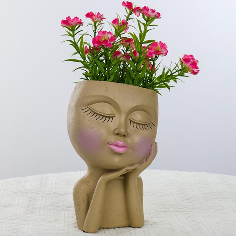 Creative Fashion Garden Face Gill Pot Resin Decoration Family Desktop Villa Balcony Courtyard Decorative Doll Fleshy Flower Pot