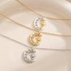 Zircon Moon Sun Pendant Necklace for Women Men Exquisite Collarbone Chain Vintage Simple Hiphop Punk Versatile Jewelry Gift