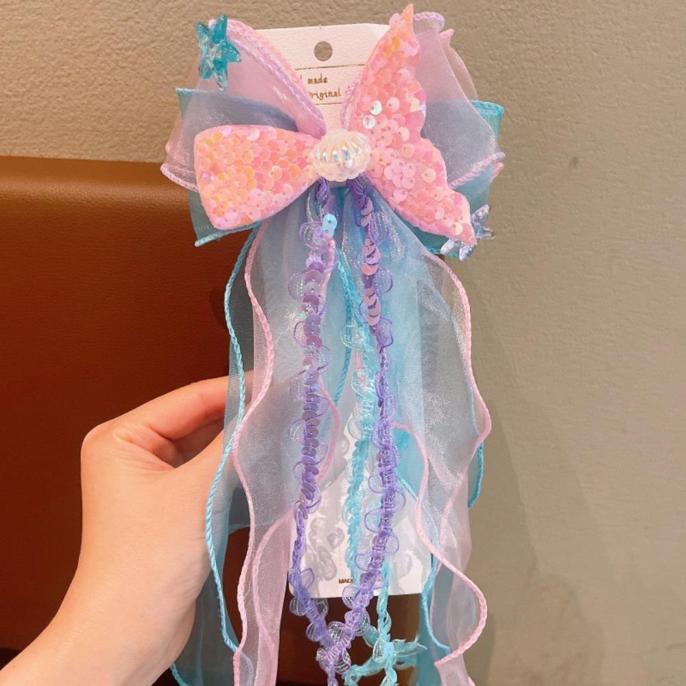 Children's Ribbons Hairpin Mermaid Barretes New Bow Hair Clips Hair Accessories