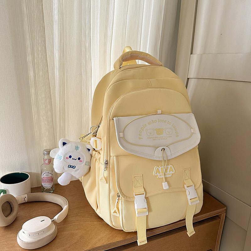 Милый рюкзак большой вместимости с принтом медведя и букв для повседневного использования