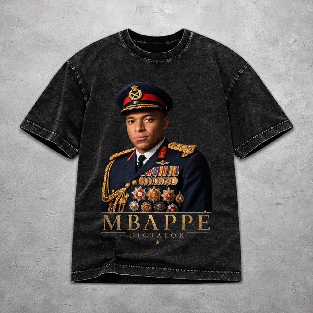 Km Mbappes Dictador Meme Washed T Shirt Novelty Harajuku Men Women Hiphop Tshirts Short Sleeve
