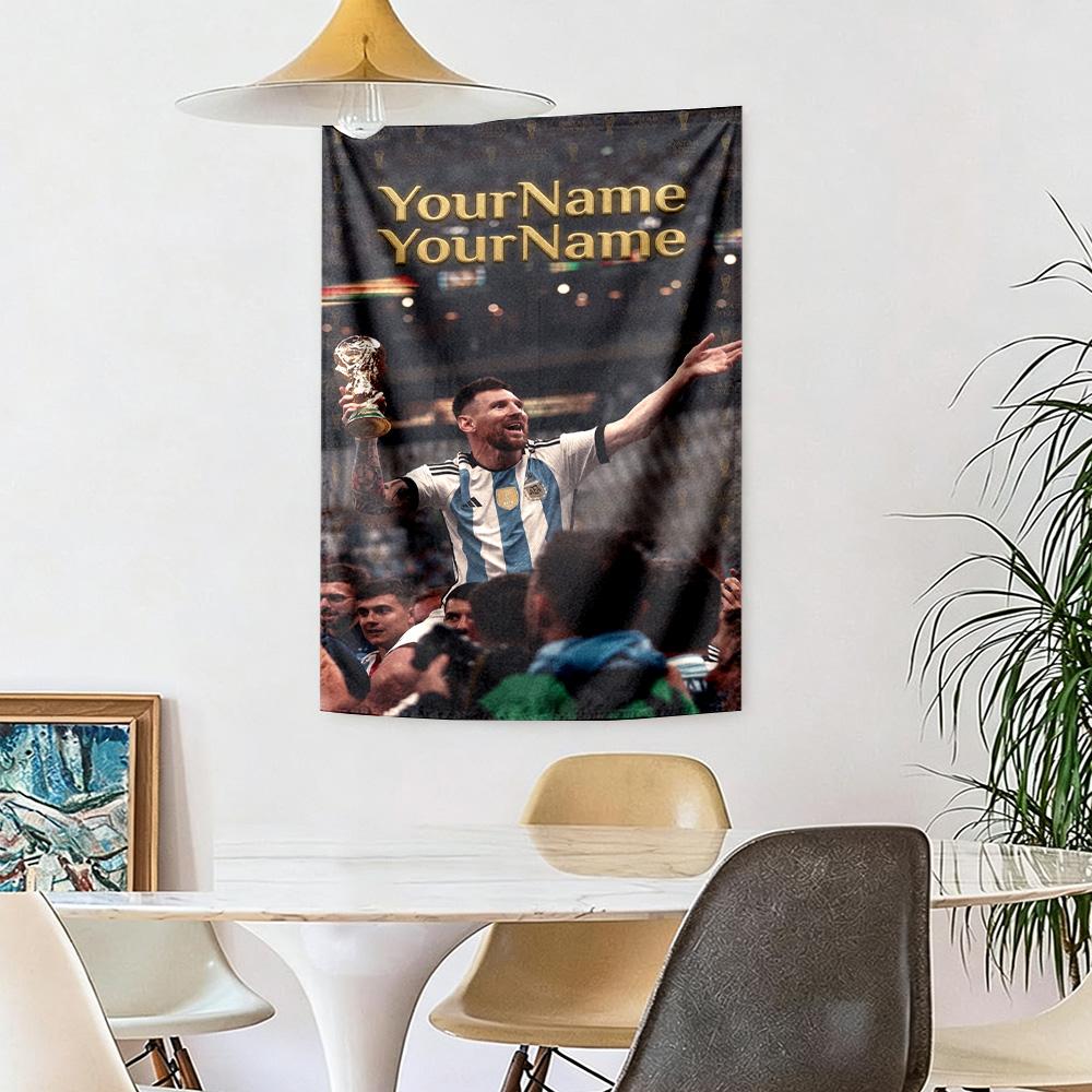 Messi Custom Your Name Wall Decor Tapestry Art For Pet Memorial Birthdaywedding Party Backdrop Family Gift