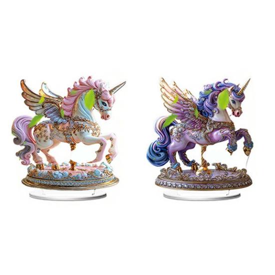 Yousheng Стразы Летающая Лошадь Орнамент 2D Плоская Акриловая Декоративная Фигурка Дом Офис Автомобиль Резьба Животное Украшение Стола