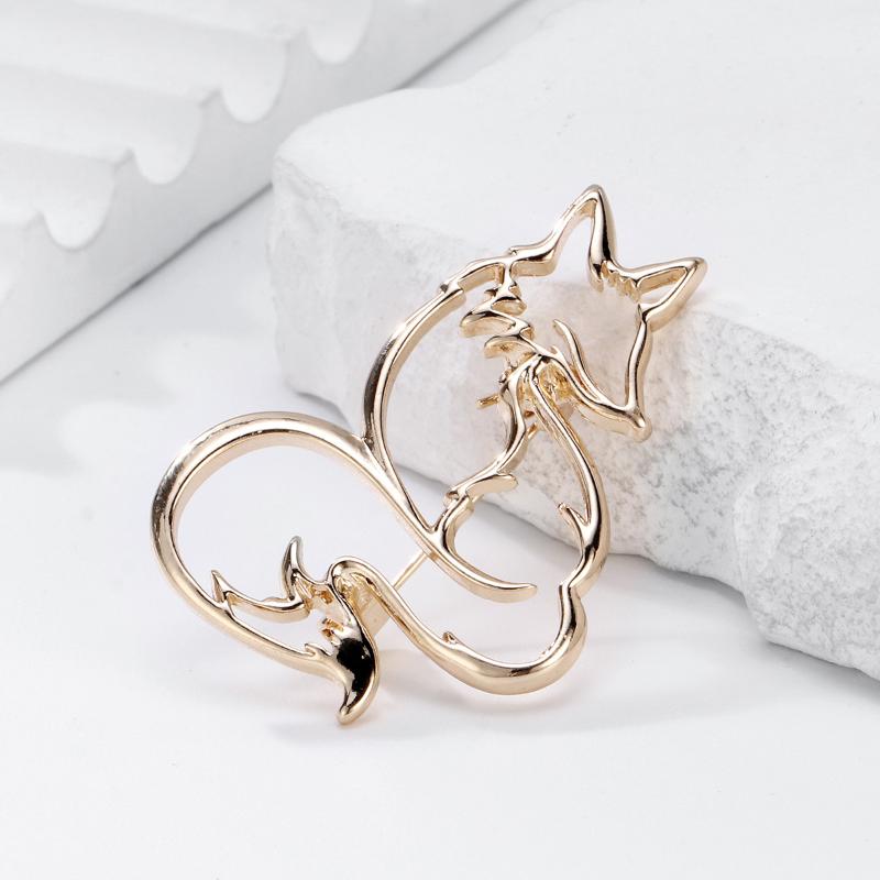 Ажурные броши-лисы для женщин, унисекс, металлические, простые, для вечеринки, повседневные, броши-булавки, подарок