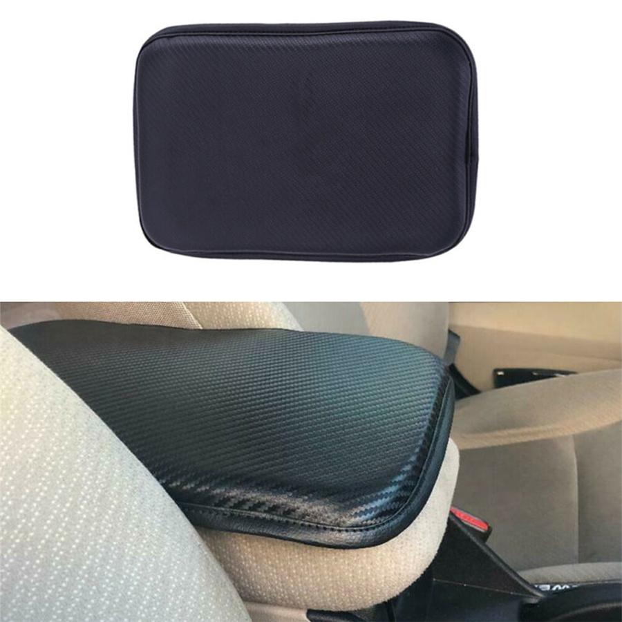 Black PU Leather Car Armrest Pad Center Console Box Cushion Mat Cover Protector