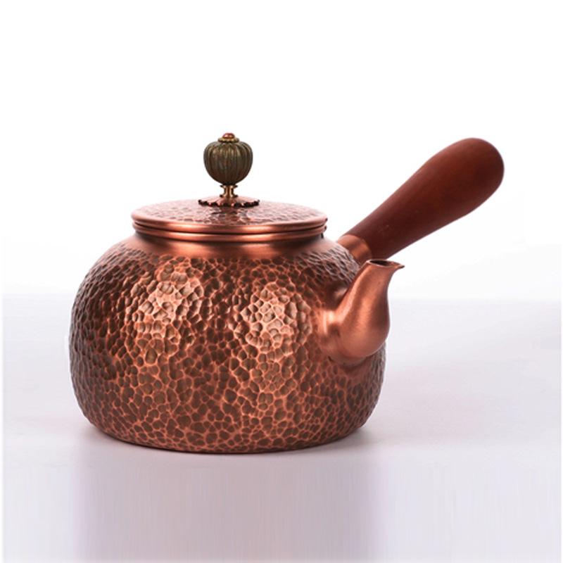 Handcrafted Retro Copper Kettle with Handle - Portable Purple Copper Tea Boiler Gift Set