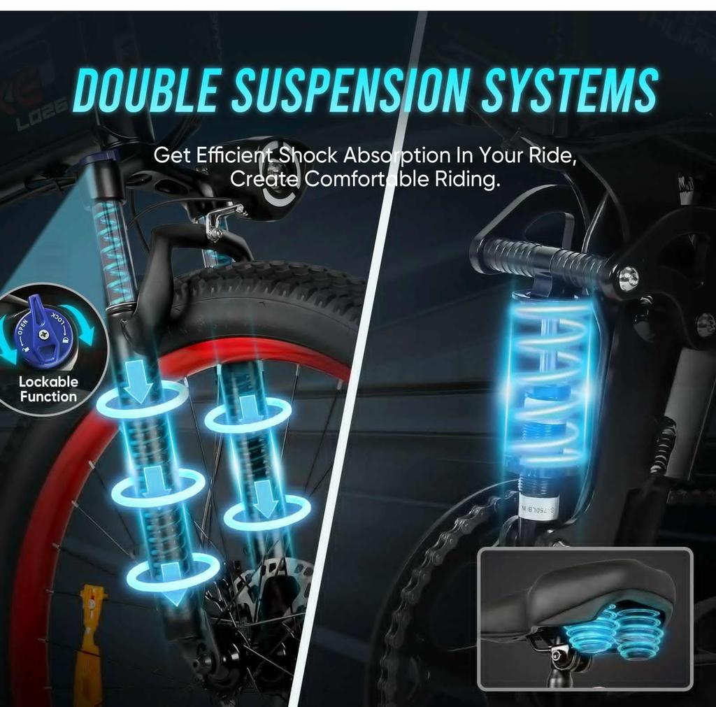 2026 Samebike LO26Plus 1000W motor Folding Electric Bicycle Adults 26" Mountain Bike with 48V 15Ah Removable Battery.