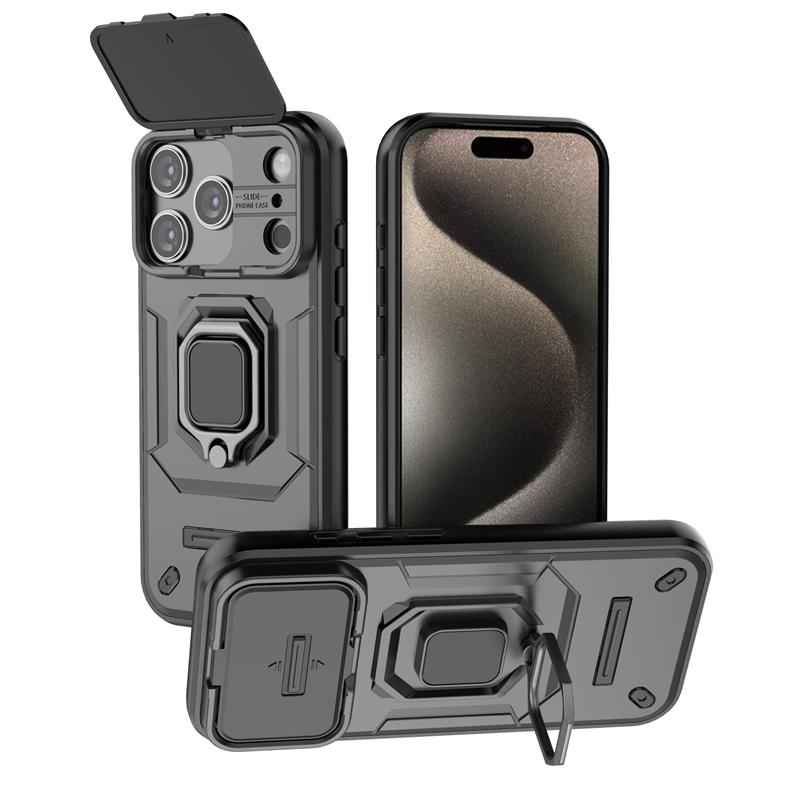 Бронированный чехол для iPhone 17 Pro Max 5G, чехол со сдвижной защитой камеры и кольцом-держателем для iPhone 17 Air Coque Capa