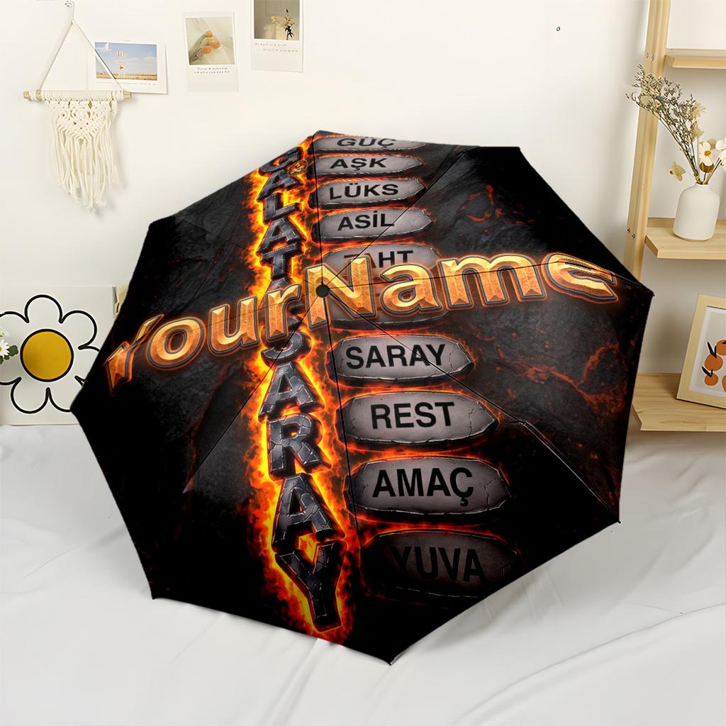 Galatasaray1 Customize Your Name Umbrella Outdoor Automatic Umbrella Sturdy 8-Rib Shaft Durable Plastic Iron Travel Essential Fashion Lovers