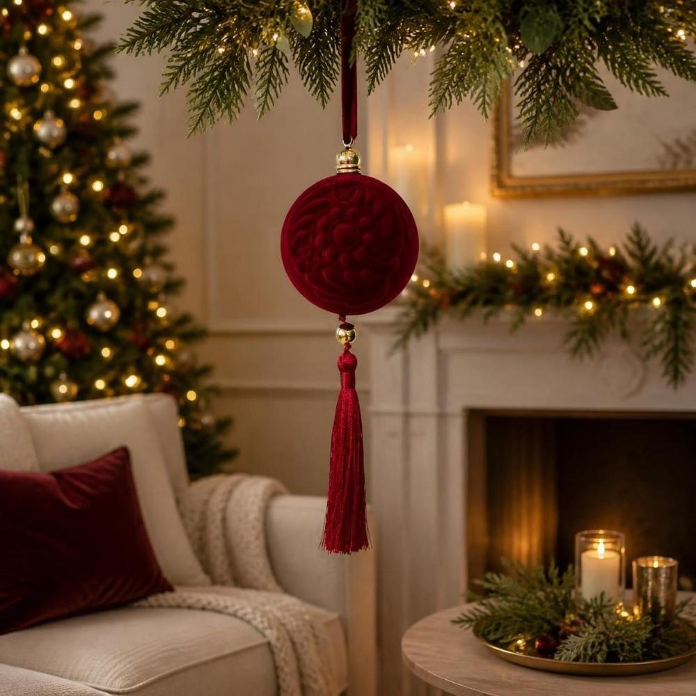 DIY Christmas Lantern Decoration Velvet Xmas Ball Ornament Luxury Christmas Pendant Home Space