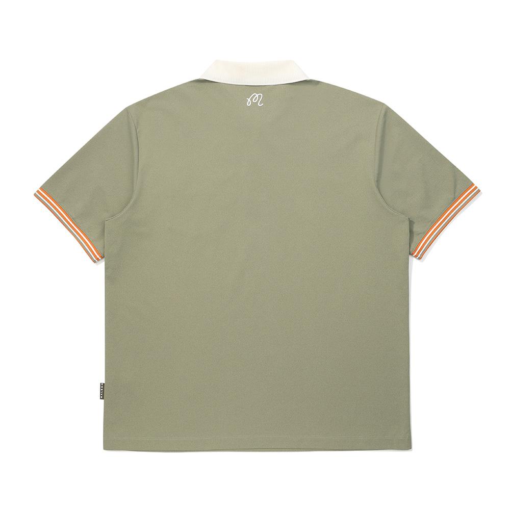 MALBON GOLF Color Block Point Polo Shirt Khaki (Man)