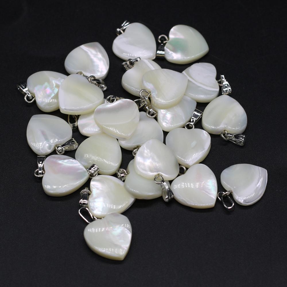 10Pcs/Pack Small Natural Shell Heart Pendant Women Men Charms DIY Jewellery Mother's Day Gifts 15x15mm