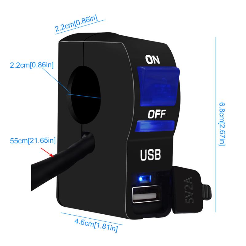 LMoDri Универсальный мотоциклетный переключатель USB светодиодное зарядное устройство Переключатель на руле Кнопка включения-выключения DC12V U5 U7 Светодиодный налобный фонарь Angel