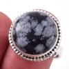 Natural Snowflake Obsidian Gemstone Handmade 925 Sterling Silver Ring S.8 b2F84
