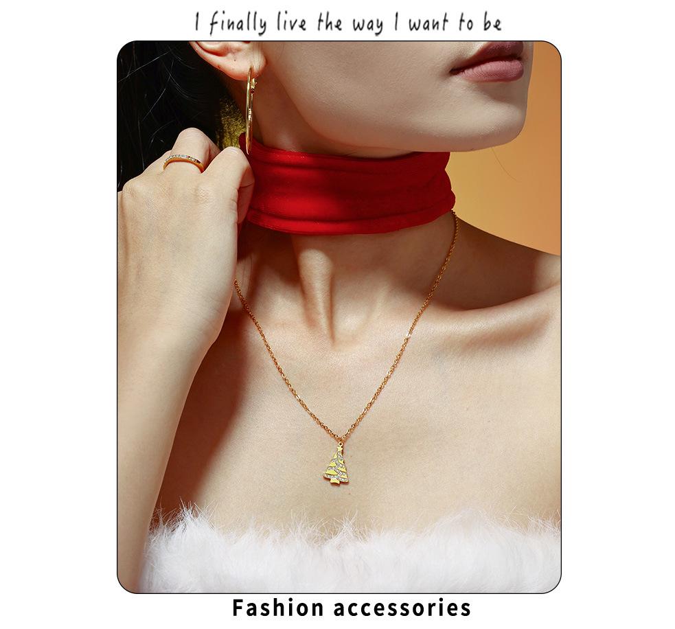 Gold-Plated Sugar Cube Christmas Tree Pendant Necklace with Zircon Inlay - Romantic Gift for Girlfriend