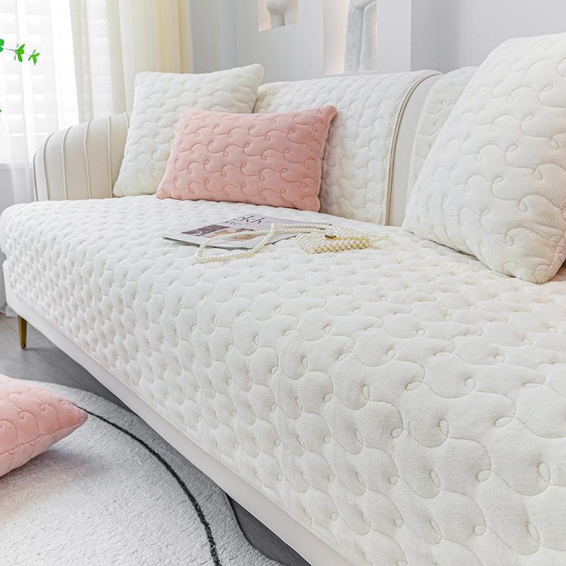 Plush Sofa Cushion Thickened Milk Velvet Little Fresh Sofa Cover Living Room Four-Season Sofa Cushion Simple Modern Non-Slip Mat