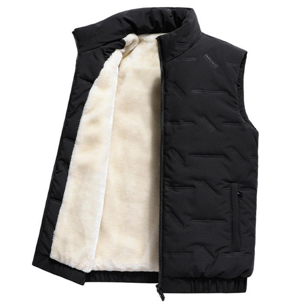 Мужской повседневный однотонный жилет на молнии, мужской и женский жилет-куртка с флисовой подкладкой и воротником-стойкой