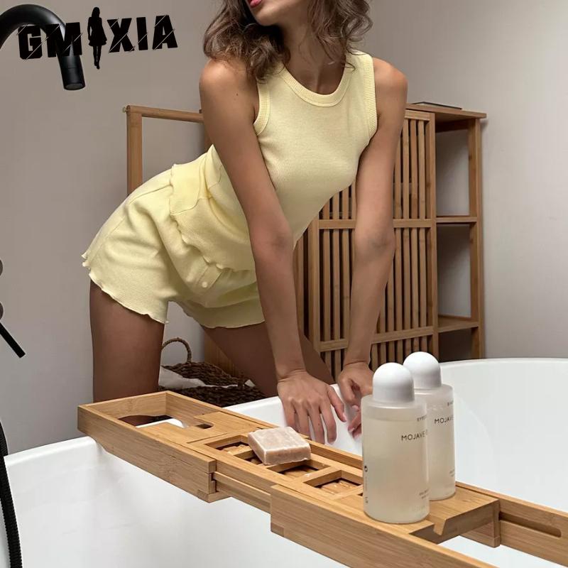 GMXIA Комплект пижамы на весну и лето, однотонный, удобный, майка и шорты, повседневная домашняя одежда, комплект из двух предметов