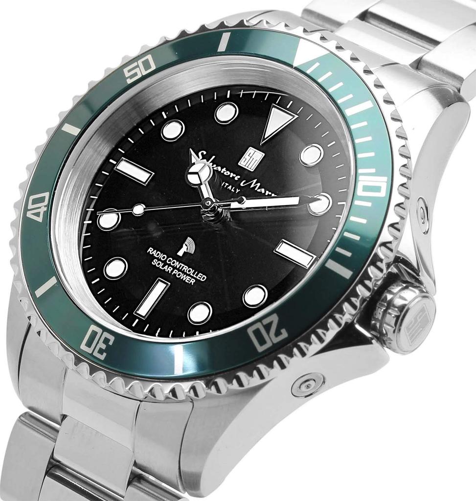 Salvatore Marra Смотреть Радио Солнечное Черный × Зеленый SM22110-SSBKGR