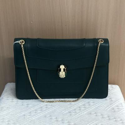 [Б/У] Сумка через плечо Serpenti Forever с эмалированной пряжкой и цепочкой в виде головы змеи из кожи - Очень хорошее состояние #1MM9I48