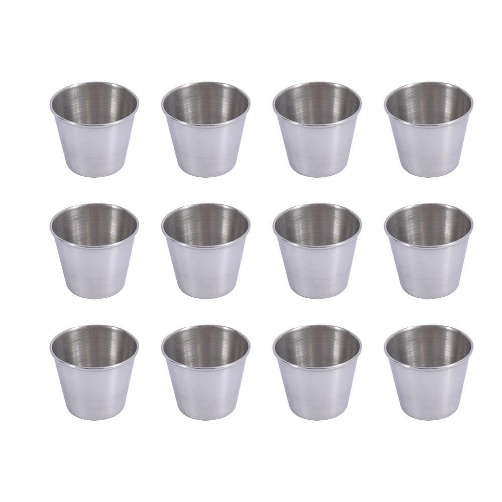 12PCS/SET Stainless Steel Barbecue Dipping Cup 304 Stainless Steel Seasoning Dish Barbecue Season