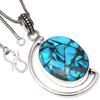 Necklace Blue Copper Turquoise Gemstone Handmade Silver Jewelry Bracelet2.25"