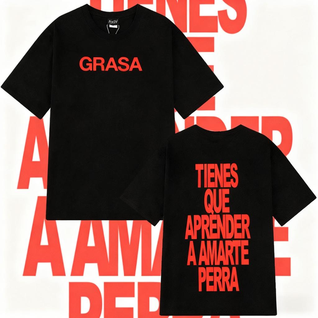 2025 Summer Rapper Nathy Peluso Grasa Letters Print T Shrit Men Women Aesthetic 100 Pure Cotton Printed Breathable Tshirt