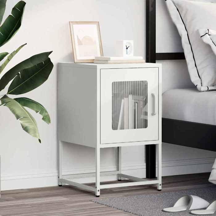 VidaXL Table de chevet blanc 36x39x60,5 cm acier laminé à froid, table d'appoint, armoire de lit, table d'appoint pour 853331