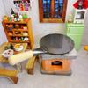 Полный симулятор Мини-кухня Игровой набор Плита Декоративные аксессуары Игрушки для настоящей готовки Ручка Сковорода Крышка Мебель для кукольного домика