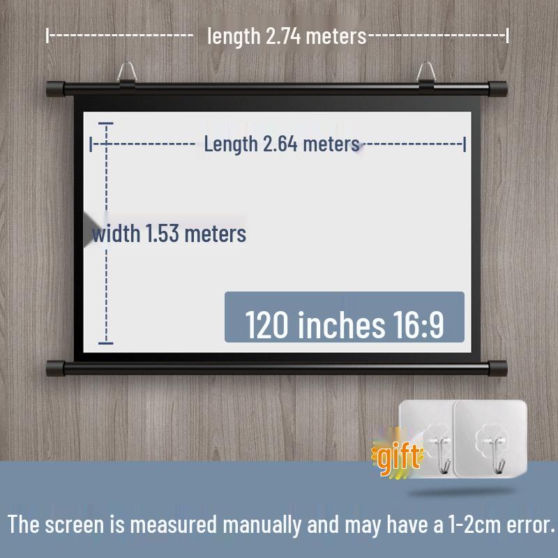 100-дюймовый напольный экран для проектора со стойкой - Кронштейн без перфорации для домашнего использования