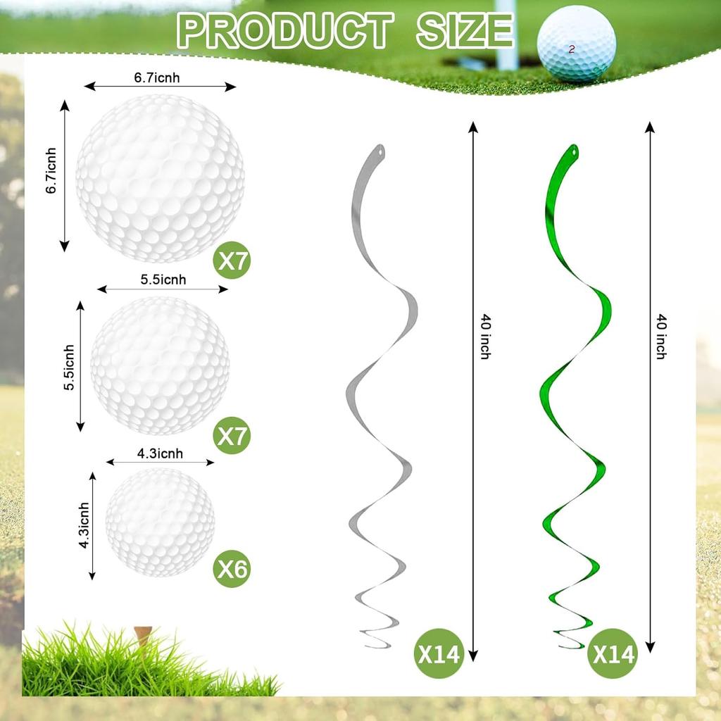 48 шт. Украшения для вечеринки в стиле гольфа, подвесные спирали, принадлежности для вечеринки на тему гольфа, вырезки с изображением гольфа и спорта на день рождения, фольгированные ленты, подвесные спирали на стену и потолок