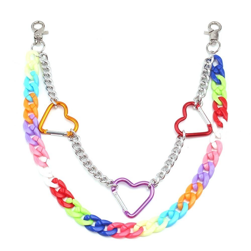 Double Layer Heart Waist Chain Rainbow Cross Pants Chain Resin Star Belt Chain Trousers