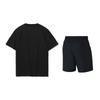 Футболка с принтом логотипа Li Ning, круглым вырезом и короткими рукавами и шорты средней посадки, повседневный спортивный комплект, унисекс, черные AHST791-1+YKST119-1