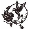 CHIUIN Metal Bird Wall Art Decor Garden Living Room Decor Metal Bird Wall Silhouette Hummingbird Flower Wall Art Hanging Decoration Gift (10in,Black)