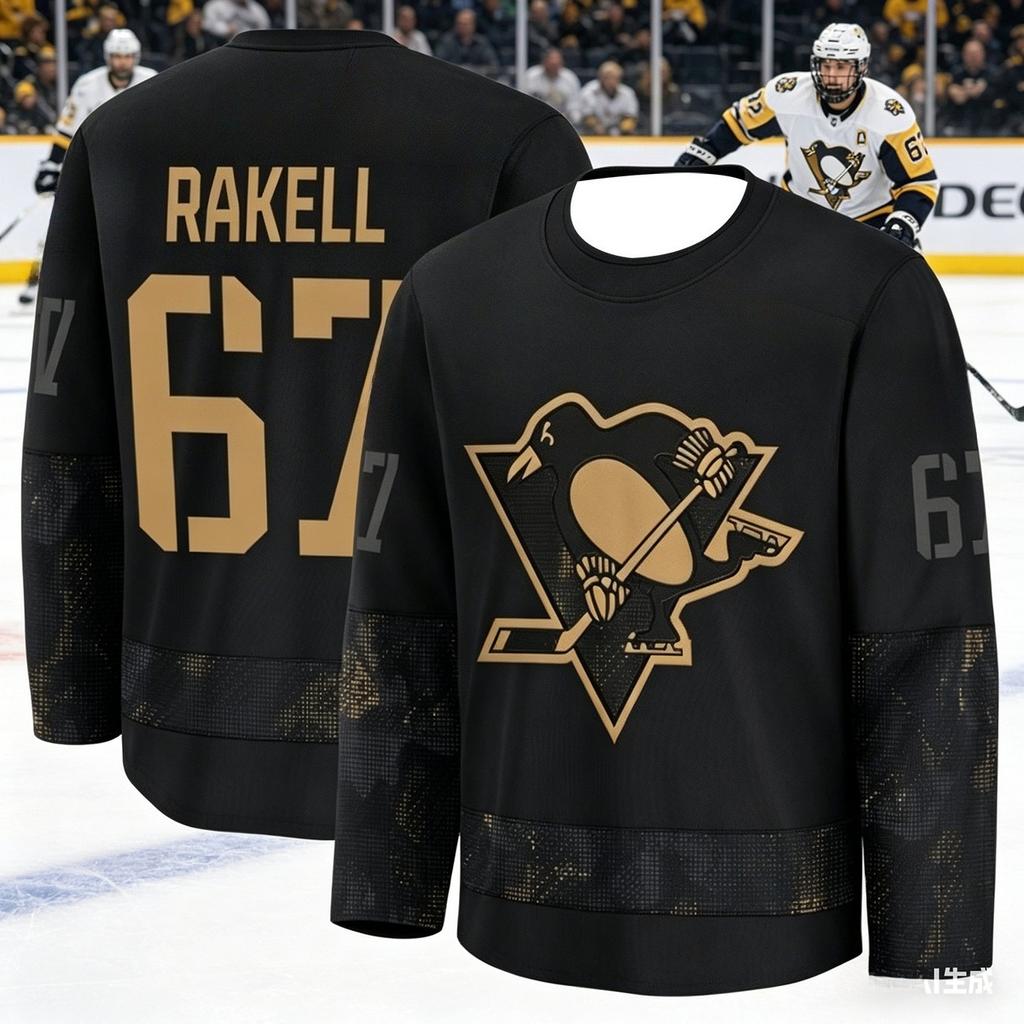 Unisex Ice Hockey Training Suit - Penguin Team 3D Printed Breathable Moisture-Wicking Black Long-Sleeved Basketball Jersey Kids