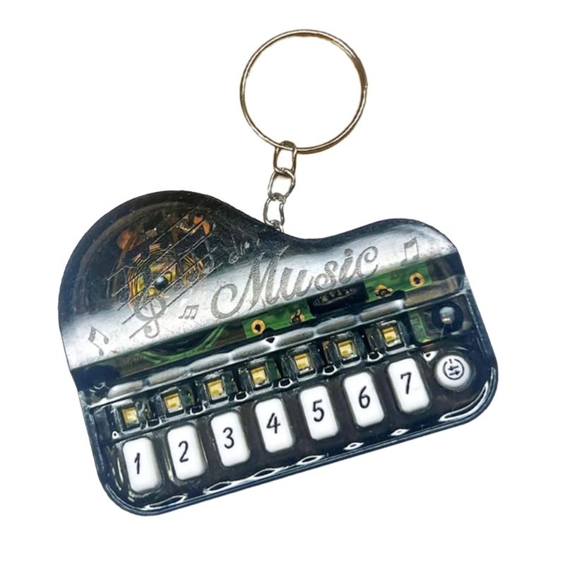Playable Miniature Piano Keychain Toy For Children Portable Musical Instrument With LED Light Safe Plastic Design