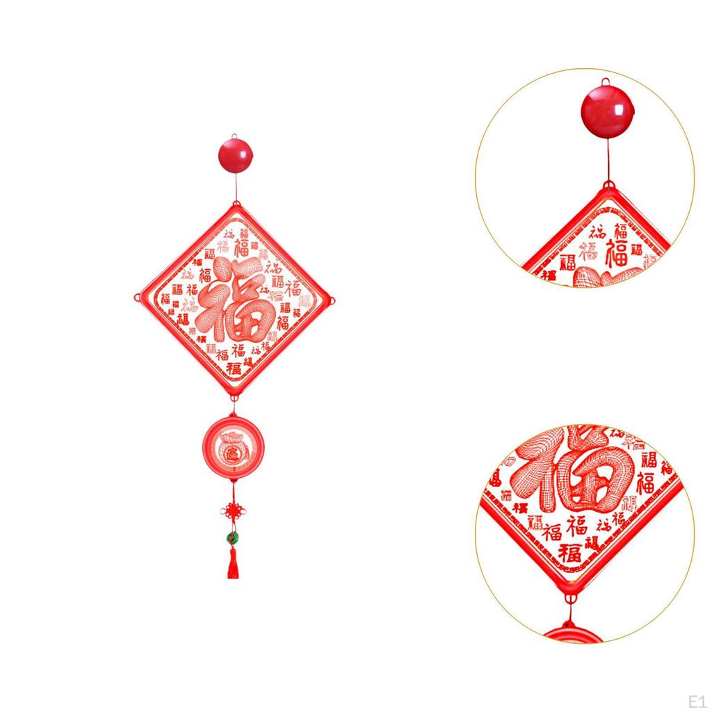 Fu Blessing Hanging Ornament Chinese Year LED Decor for Window Wall