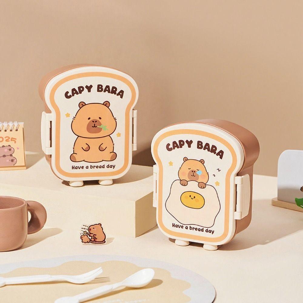 Capybara Meal Boxes Grid Crisper Cute Lunch Box for Outdoor Picnic School