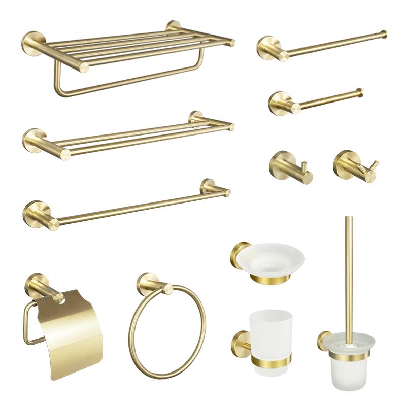 Аксессуары для ванной комнаты из матового золота, настенный держатель для туалетной бумаги, держатель для полотенец, подстаканник, ершик для унитаза, фурнитура, подвеска