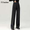 Fanzhen Women's Thickened Wide-Leg Wool-Blend Trousers