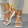 Fashion Fashion T-Strap Platform Sandals for Women New Mix Color Elastic Band Wedge Sandals Woman Summer Daily Open Toe Sandalias Female