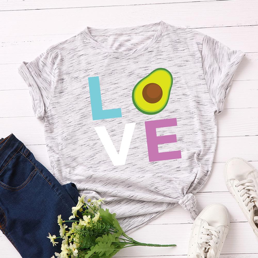 Хлопковая футболка с коротким рукавом и круглым вырезом, женская, с 2D-принтом, топы