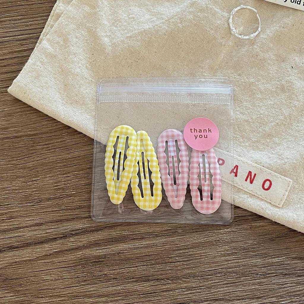 4 шт./пакет Милый Клетчатый Зажим-капля воды BB Колледж Стиль Молодые Студентки Женщины Девушки Зажим для секущихся волос Челка Заколка