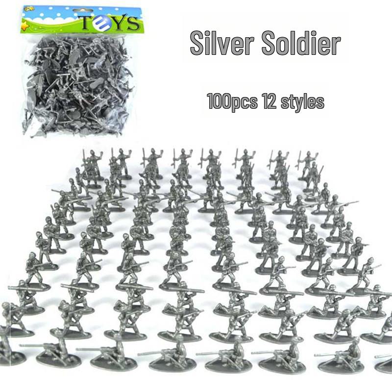 Military Simulation Model Soldier Set - 100-Piece War Scene Toy Set for Kids