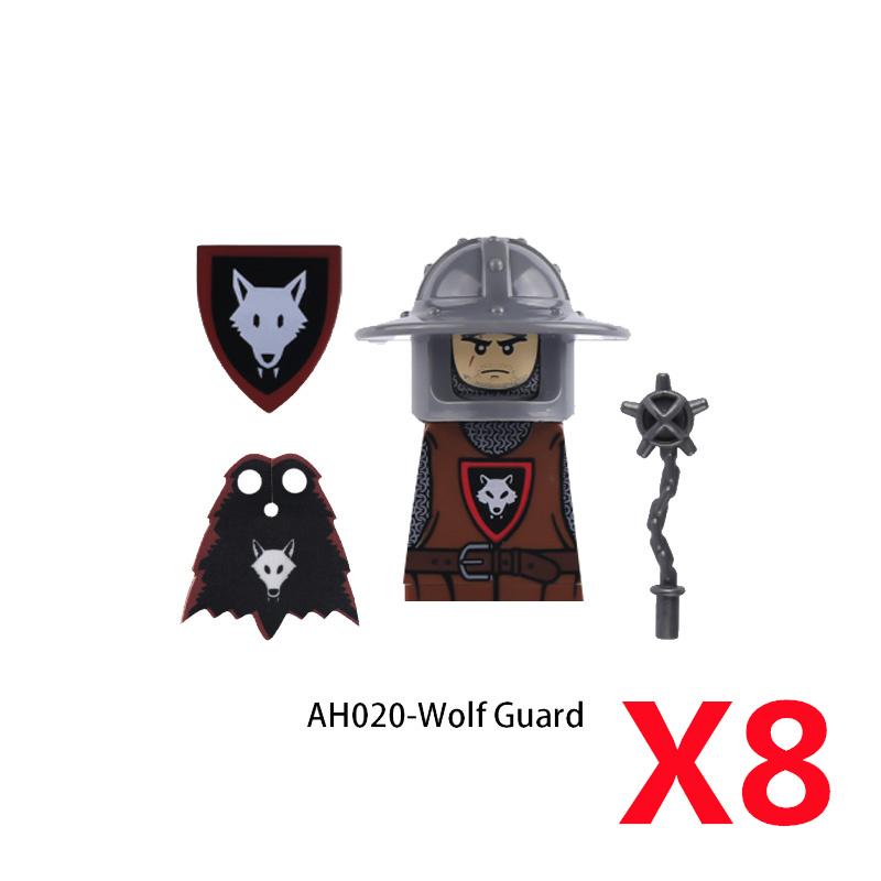 MOC Medieval Knight Castle Figures Building Blocks Weapon Wolf Swordsmen Guard Bow Arrow Shield Flags Warhorse Toys Gifts S002