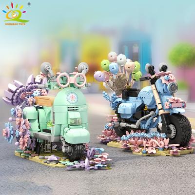 HUIQIBAO MOC Модель Мотоцикла с Воздушным Шаром Конструктор Мотоцикл Автомобиль Кирпичный Игрушка Домашний Стол DIY Украшение Сборка Игра для Детей