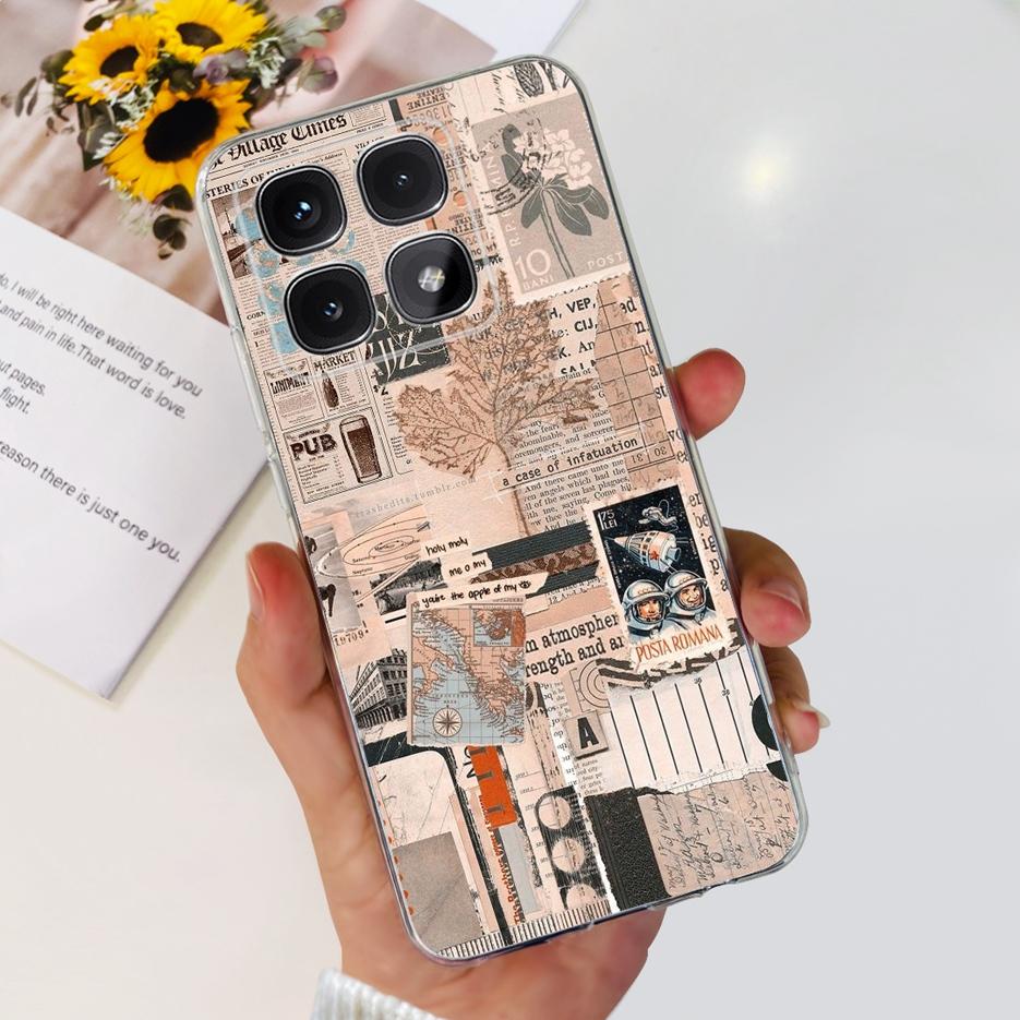 Чехол для Xiaomi 14T Pro Стильный чехол с рисунком цветов 6,67'' Прозрачный силиконовый чехол для телефона Для Xiaomi Mi 14T 14TPro Mi14T Мягкий чехол