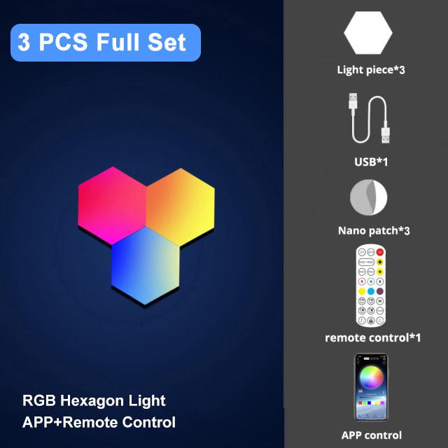 RGB Bluetooth Светодиодный Шестиугольник Внутренний Настенный Светильник Управление через Приложение Пульт Дистанционного Управления Ночники Комната для Компьютерных Игр Спальня Прикроватные Украшения